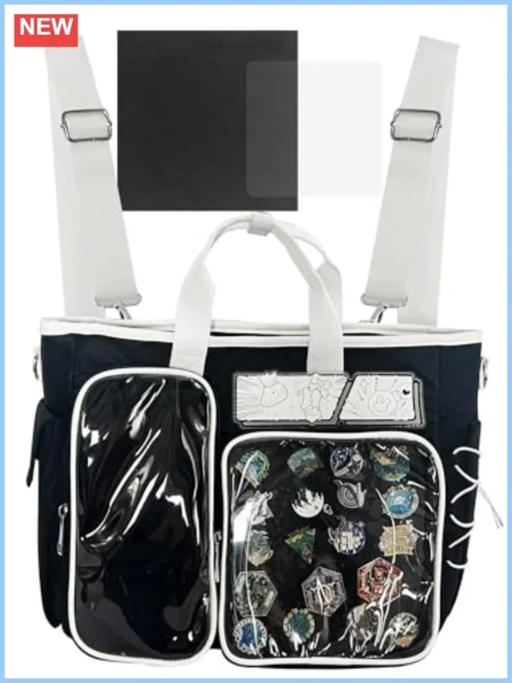 Ita Bag Clear Pin Display Backpack 4-in-1 Crossbody Shoulder Oxford Cloth